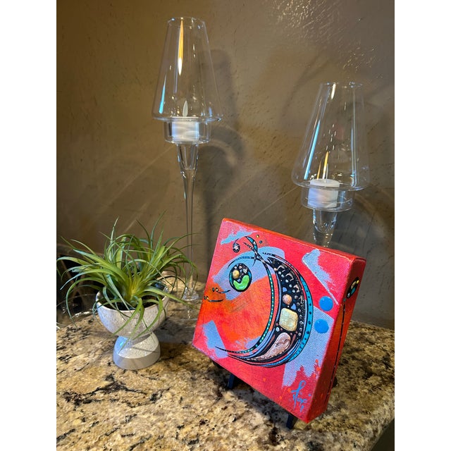 Rustic “6 X 6” Decorative Art Plaque on Tripod Stand - Rustic Accent Piece.” For Sale - Image 3 of 7