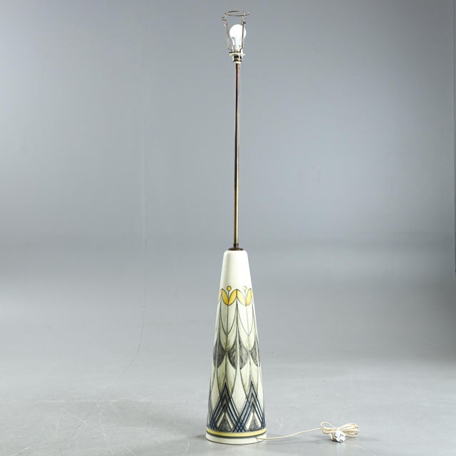 Mid-Century Modern Swedish Floor Lamp in Hand Painted Ceramic and Brass by Rigmor Nielsen for Soholm, 1960 For Sale - Image 3 of 11