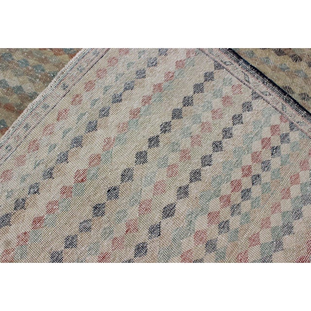 Vintage Turkish Mid-Century Modern Rug With Diamond Stripe Design For Sale - Image 12 of 13