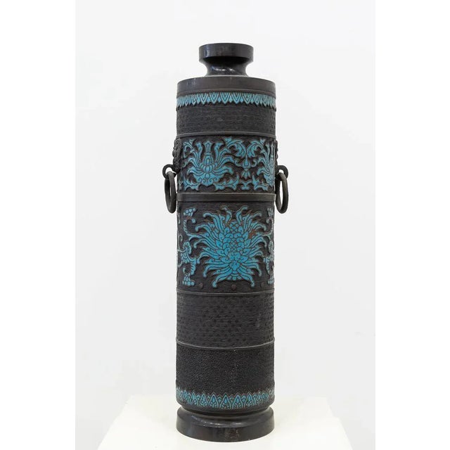 19th Century Japanese Enameled Bronze Vase For Sale - Image 9 of 9