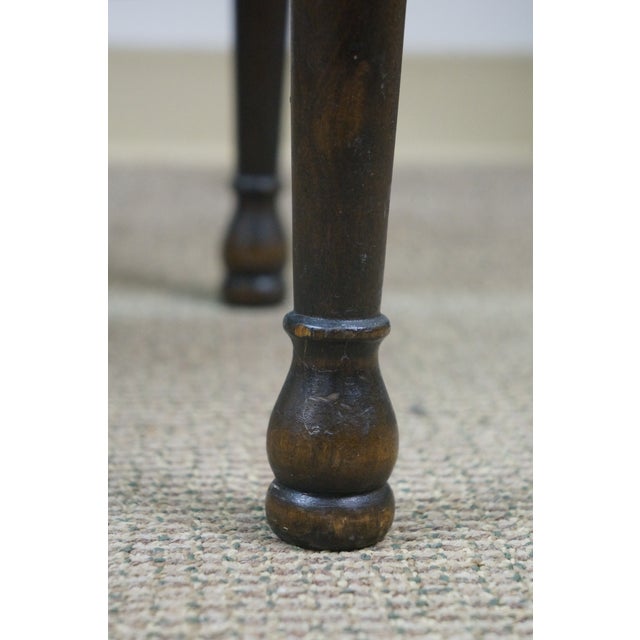 Antique Walnut Caned Piano Vanity Bench Seat Stool Foot Rest 18" For Sale - Image 14 of 16