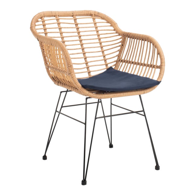 2020s Modern Rattan Lounge Set in Light Brown & Navy - 3 Pieces For Sale - Image 5 of 9