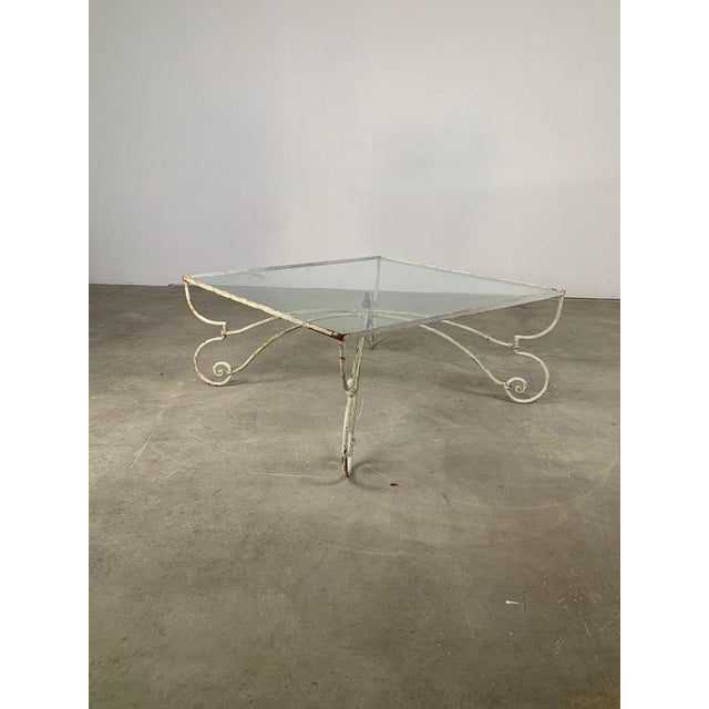 Metal Iron Coffee Table with Square Transparent Glass Top, France, 1960s For Sale - Image 7 of 10