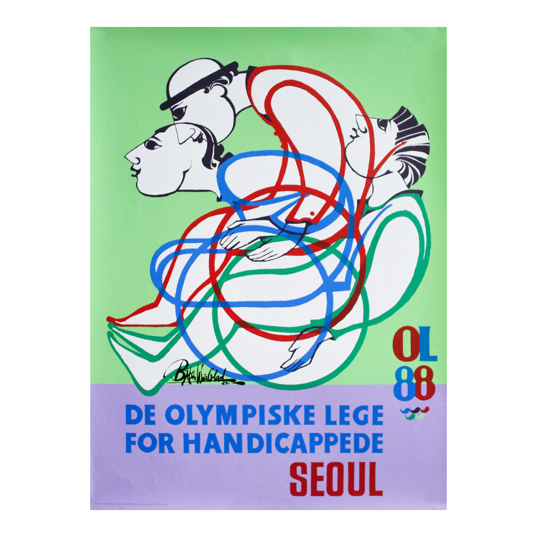 1988 Danish Poster, Seoul Paralympic Games by Bjorn Winblad (De