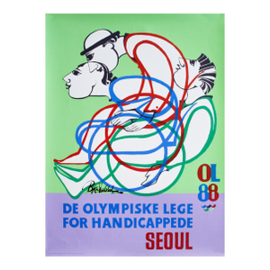 1988 Danish Poster, Seoul Paralympic Games by Bjorn Winblad (De Olympiske Lege for Handicappede)