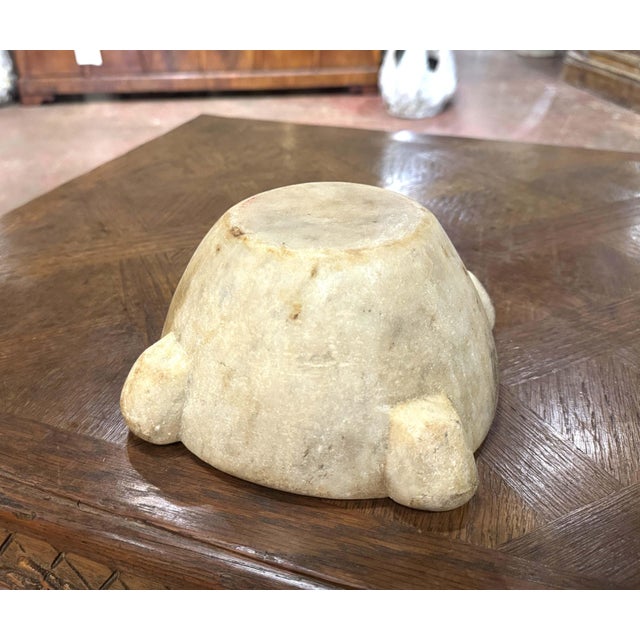 White 19th Century French Carved White Marble Mortar With Wood Pestle For Sale - Image 8 of 8