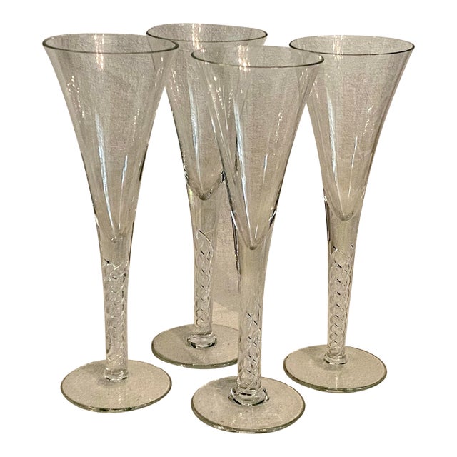 Vintage Air Twist Stem Wine/Champagne Glasses by Colony - Set of 4 For Sale