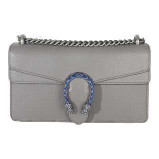 Dusty Grey Pebbled Calfskin Small Dionysus Shoulder Bag For Sale