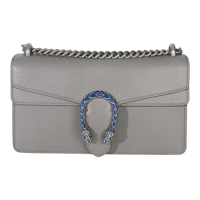 Dusty Grey Pebbled Calfskin Small Dionysus Shoulder Bag For Sale