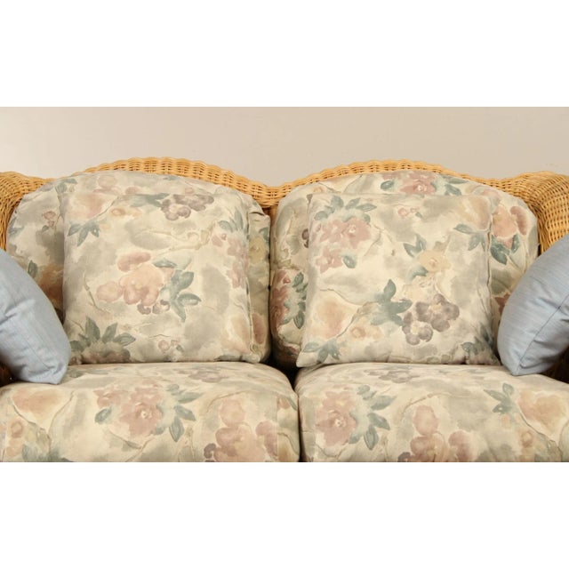 Tan Quality Vintage Wicker Loveseat Sofa For Sale - Image 8 of 12