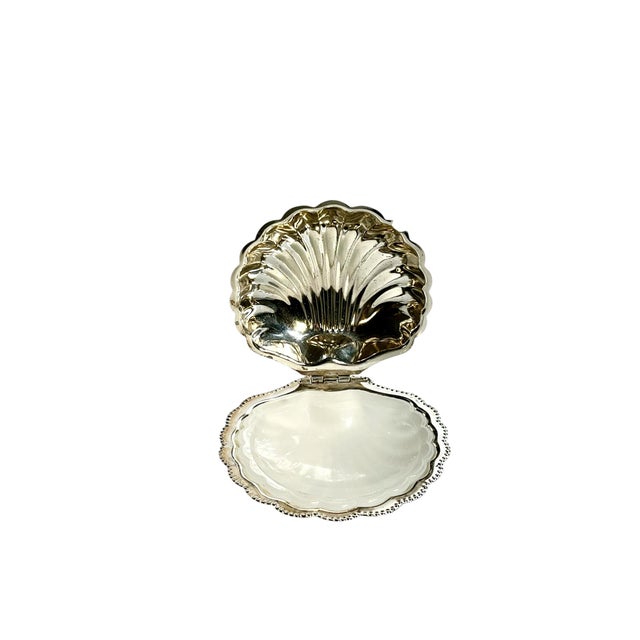 Vintage English Silver Plate Shell Caviar Dish With Glass Liner, Coastal Regency Style For Sale - Image 4 of 10