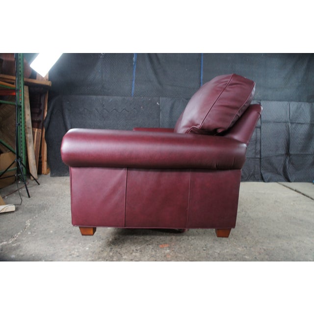Late 20th Century Vintage Hancock & Moore Traditional Red Leather 3 Seater Sofa Rolled Arms For Sale - Image 5 of 13