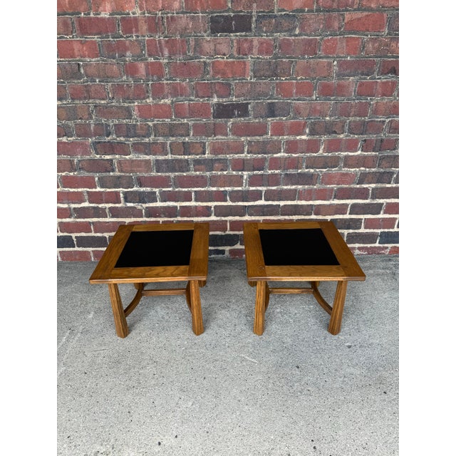 Mid 20th Century Pair of Vintage Ranch Oak Side Tables Square Rustic Western Charm For Sale - Image 5 of 10