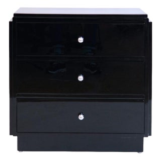 Art Deco Chest of Drawers in Black Lacquer For Sale