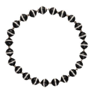 Late 20th Century Tiffany & Co. Onyx Necklace Paloma Picasso Sterling Silver Orb For Sale
