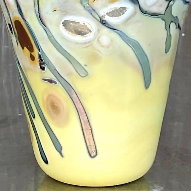 Vintage Boho Abstract Art Glass Vase For Sale - Image 9 of 12