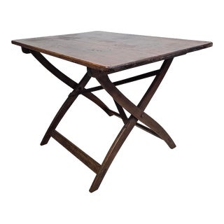 Neather Early American Style Adjustable Height Occasional Folding Coaching Table For Sale