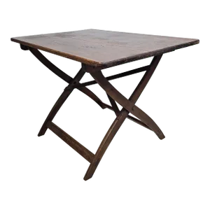 Neather Early American Style Adjustable Height Occasional Folding Coaching Table