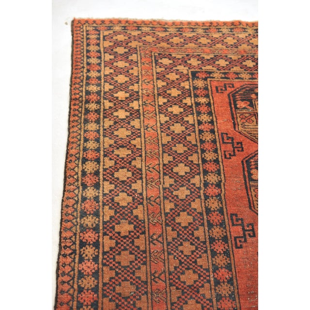 Ersari Burnt Orange, Copper, Rust, Camel & Indigo Square Rug - 8.7 x 9.2 For Sale In Milwaukee - Image 6 of 13