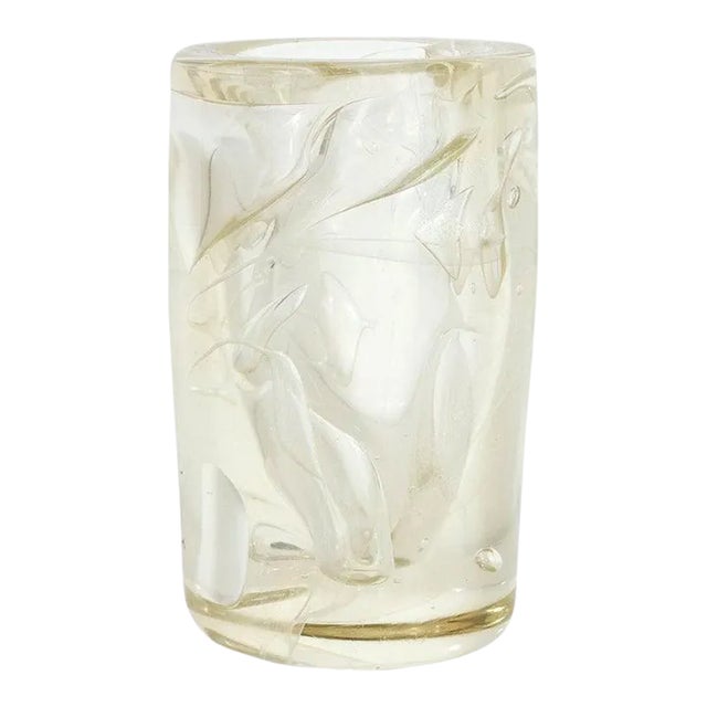 Mid-Century Modern Gold-Flecked Art Glass Vase For Sale