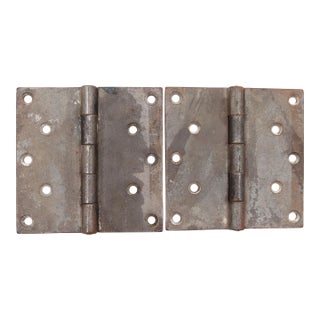 Pair of Reclaimed 6 X 6 In. Cast Iron Butt Door Hinges For Sale