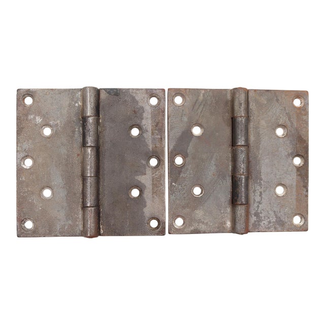 Pair of Reclaimed 6 X 6 In. Cast Iron Butt Door Hinges For Sale