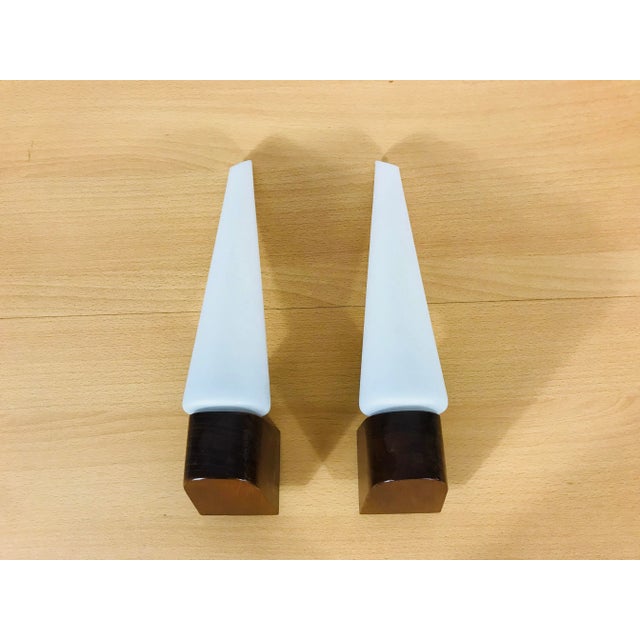 Teak and Opaline Wall Lamps.