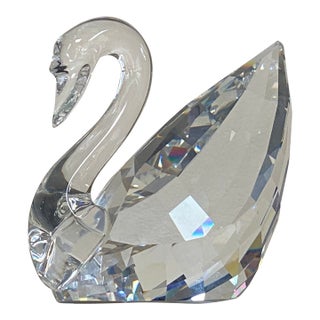 1995 Swarovski Maxi Crystal Faceted Swan Figurine 189254 For Sale