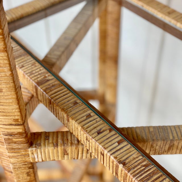 Vintage Coastal Rattan Wrapped Etagere For Sale In Tampa - Image 6 of 10