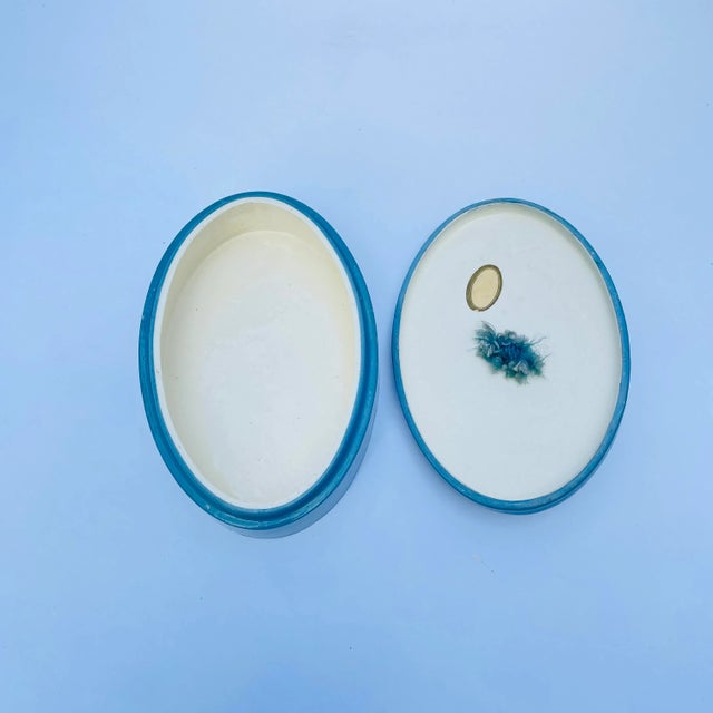 Antique Dux Blue Porcelain Lidded Catchall With Wooden Beads For Sale In Columbia, SC - Image 6 of 9