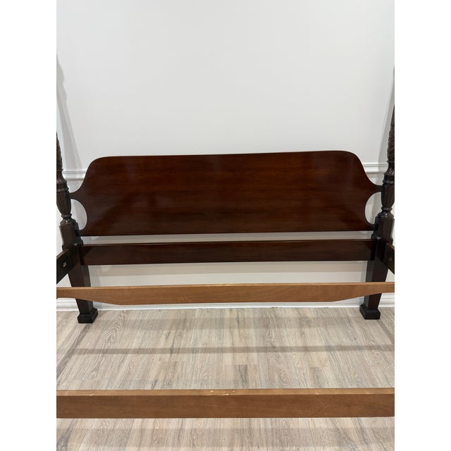 Wood Drexel Heritage King Size Four Poster Rice Bed Vintage 18 Th Century For Sale - Image 7 of 12