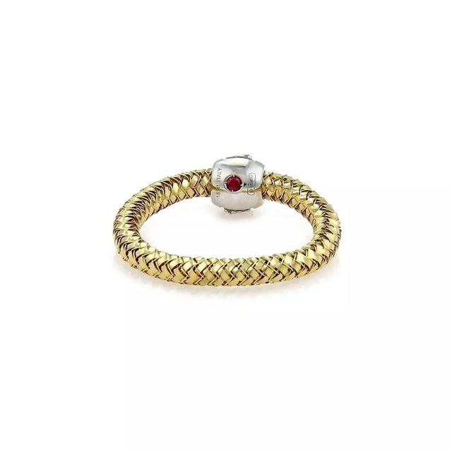 Contemporary Roberto Coin Primavera Diamond 18k Yellow & White Gold Band Ring For Sale - Image 3 of 4