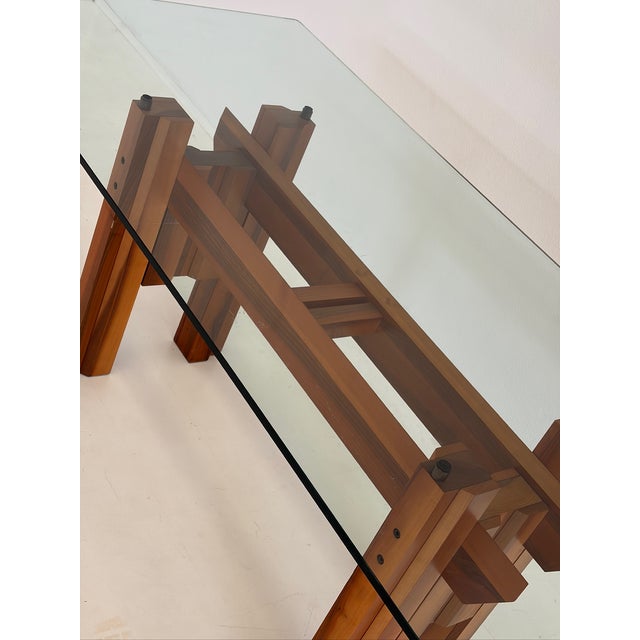 Wooden Dining Table with Glass Top, 1970s For Sale - Image 10 of 16