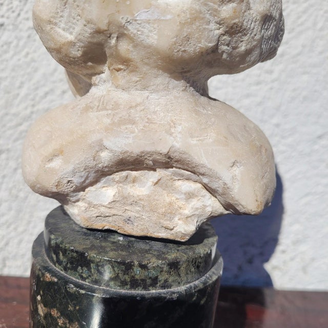17th Century White Marble Putto Head on a Column For Sale - Image 13 of 18