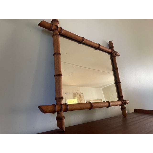 Boho Chic Bamboo Rectangular Mirror, 1970 For Sale - Image 3 of 12