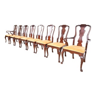 Henredon Queen Anne Carved Mahogany Dining Chairs, Set of Eight For Sale