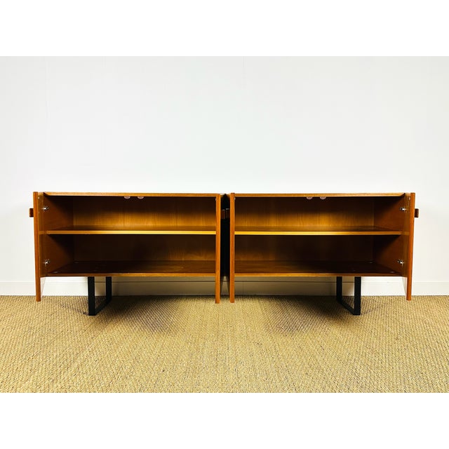Magnificent Scandinavian teak sideboard dating from the 1960s. Comprising four storage doors with shelves, this piece...