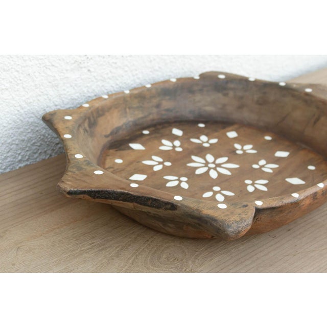 Boho Chic Wooden Painted Bowl For Sale - Image 4 of 8