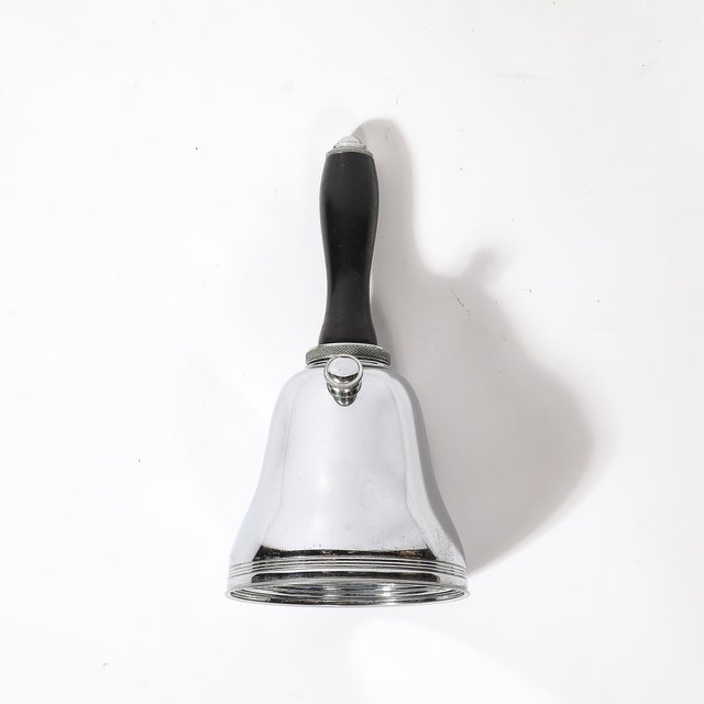 Art Deco Chrome Town Crier Bell Form Cocktail Shaker W/ Ebonized Walnut Handle For Sale - Image 12 of 13