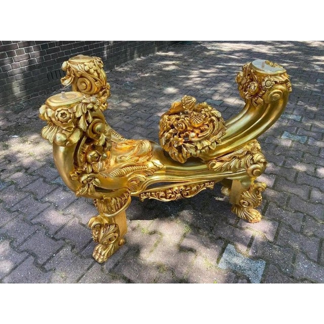 1980 Italian Baroque Gold Beech Black Velvet Dining Set - 7 PCS For Sale - Image 4 of 17