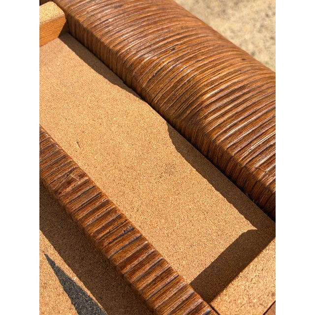 Chestnut Vintage Pencil Reed Natural Bamboo Game Table With Stools Set For Sale - Image 8 of 11