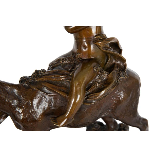 Metal “Putto on Doe” Art Nouveau Bronze Sculpture by Charles Korschann For Sale - Image 7 of 13