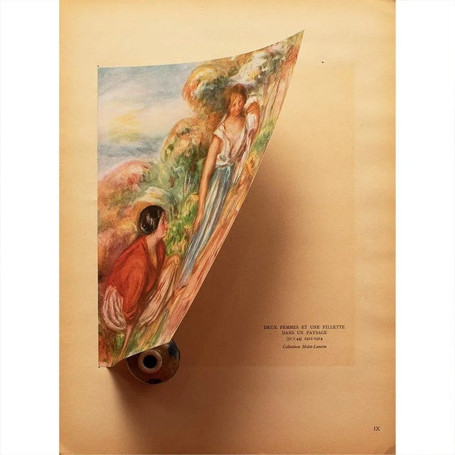 The School of Paris 1944 "Landscape With Two Women and a Little Girl" Offset Lithograph After Auguste Renoir For Sale - Image 3 of 8