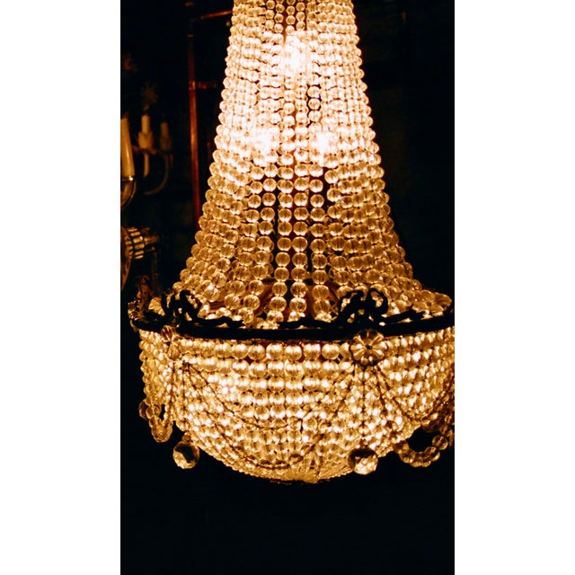 19th Century French Empire Crystal Basket Chandelier For Sale - Image 12 of 15