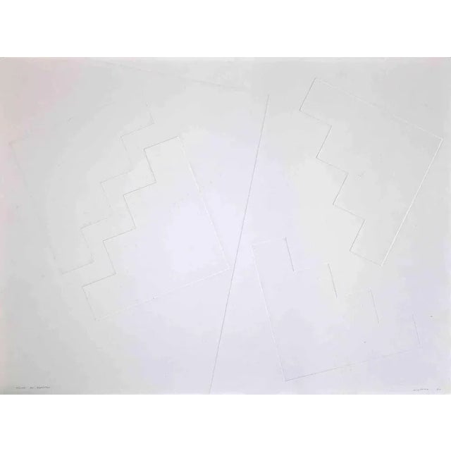 Structure is an abstract etching on paper realized by the artist Nicola Carrino in 1970. The state of preservation is very...
