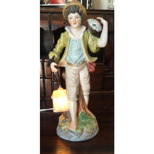 Vintage Boy Holding Light Lantern Figurine Chairish