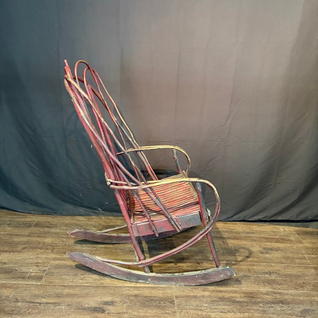Brown Adirondack Style Twig Rocking Chairs -a Pair For Sale - Image 8 of 9