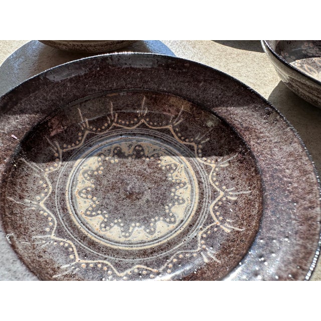 Beige Small Studio Ceramic Wall Plates from Serocka, Germany, 1970s, Set of 7 For Sale - Image 8 of 11
