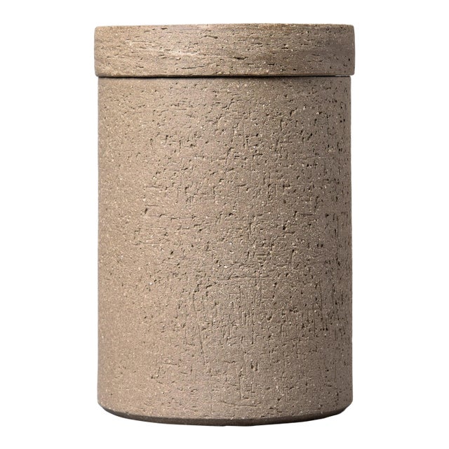 Cylindrical Stoneware Jar With Lid by Ceramica Rosa Maria For Sale