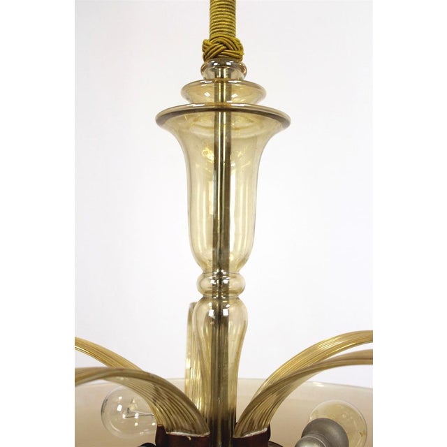 Tall Art Deco Curved Glass Ceiling Light from ESC Zukov, 1940s For Sale - Image 4 of 18
